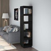 Berkfield Home Book Cabinet/Room Divider Black 40x35x167 cm Solid Wood Pine | Size: 40 x 35 x 167 cm