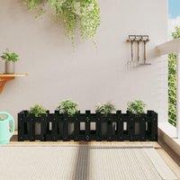 Berkfield Home Garden Raised Bed with Fence Design Black 150x30x30 cm Solid Wood Pine | Size: 150 x 30 x 30 cm