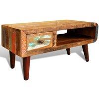 Coffee Table with Curved Edge 1 Drawer Reclaimed Wood