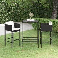 Berkfield Home 3 Piece Garden Bar Set with Cushions Poly Rattan Black