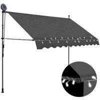 Berkfield Home Manual Retractable Awning with LED 300 cm Anthracite in Black
