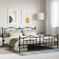 Metal Bed Frame with Headboard and Footboard Black 200x200 cm
