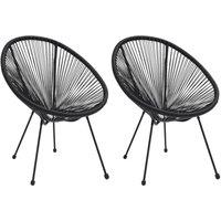 Berkfield Home Garden Moon Chairs 2 pcs Rattan Black