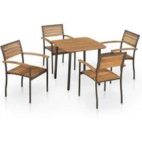 5 Piece Outdoor Dining Set Solid Acacia Wood and Steel