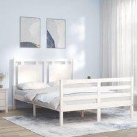 Bed Frame with Headboard White 140x190 cm Solid Wood