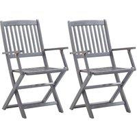 Berkfield Home Folding Outdoor Chairs 2 pcs Solid Acacia Wood in Grey