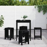 Berkfield Home 5 Piece Garden Bar Set Black Solid Wood Pine