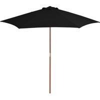 Outdoor Parasol with Wooden Pole Black 270 cm