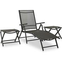 Berkfield Home 3 Piece Garden Lounge Set Textilene & Aluminium Black