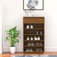 Berkfield Home Shoe Cabinet Honey Brown 60x34x105 cm Solid Wood Pine | Size: 60 x 34 x 105 cm