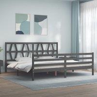 Berkfield Home Bed Frame with Headboard Grey 200x200 cm Solid Wood