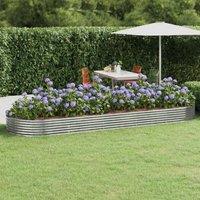 Berkfield Home Garden Raised Bed Powder-coated Steel 450x140x36 cm Silver | Size: 450 x 140 x 36 cm