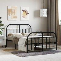 Berkfield Home Metal Bed Frame with Headboard & Footboard Black 120x190 cm Small Double