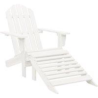 Garden Chair with Ottoman Wood White