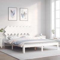 Berkfield Home Bed Frame with Headboard White 160x200 cm Solid Wood