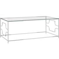 Coffee Table Silver 120x60x45 cm Stainless Steel and Glass