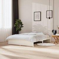 Bed Frame White Solid Wood 150x200 cm King Size