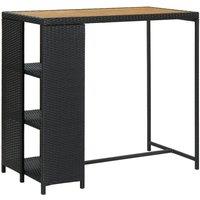Berkfield Home Bar Table with Storage Rack Black 120x60x110 cm Poly Rattan | Size: 120 x 60 x 110 cm