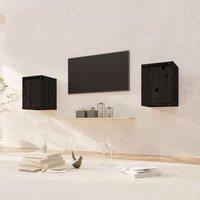 Berkfield Home Wall Cabinets 2 pcs Black 30x30x40 cm Solid Wood Pine | Size: 30 x 30 x 40 cm