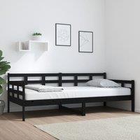 Berkfield Home Day Bed Black Solid Wood Pine 90x200 cm