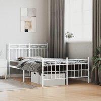 Berkfield Home Metal Bed Frame with Headboard & Footboard White 120x200 cm | Size: Small Double