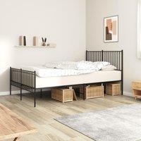 Metal Bed Frame with Headboard and Footboard Black 140x190 cm