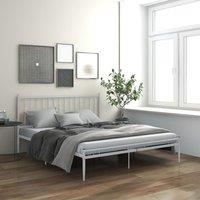 Bed Frame White Metal 180x200 cm Super King