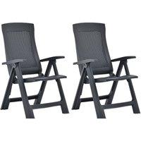 Berkfield Home Garden Reclining Chairs 2 pcs Plastic Anthracite in Black