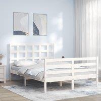 Bed Frame with Headboard White 140x190 cm Solid Wood