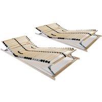 Berkfield Home Slatted Bed Bases 2 pcs with 28 Slats 7 Zones 90x200 cm in Brown