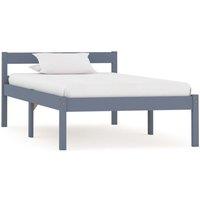 Bed Frame Grey Solid Pine Wood 100x200 cm