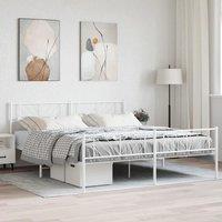 Metal Bed Frame with Headboard and Footboard White 183x213 cm