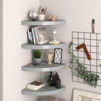 Berkfield Home Floating Corner Shelves 4 pcs Grey 35x35x3.8 cm MDF