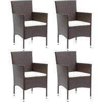 Berkfield Home Garden Dining Chairs 4 pcs Poly Rattan Brown