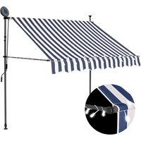 Berkfield Home Manual Retractable Awning with LED 150 cm Blue & White