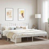 Berkfield Home Metal Bed Frame with Headboard White 193x203 cm