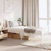 Metal Bed Frame with Headboard and Footboard White 80x200 cm