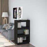 Berkfield Home Book Cabinet/Room Divider Black 60x35x103 cm Solid Wood Pine | Size: 60 x 35 x 103 cm