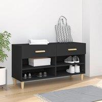 Berkfield Home Shoe Cabinet Black 102x35x55 cm Engineered Wood | Size: 102 x 35 x 55 cm