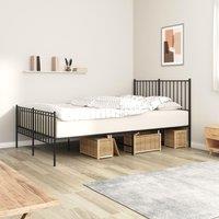 Berkfield Home Metal Bed Frame with Headboard & Footboard Black 120x200 cm | Size: Small Double