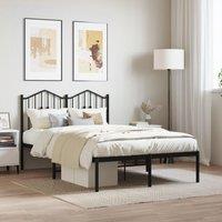 Metal Bed Frame with Headboard Black 120x200 cm