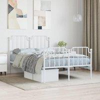 Berkfield Home Metal Bed Frame with Headboard & Footboard White 120x200 cm | Size: Small Double