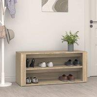 Berkfield Home Shoe Rack Sonoma Oak 100x35x45 cm Engineered Wood in Brown | Size: 100 x 35 x 45 cm