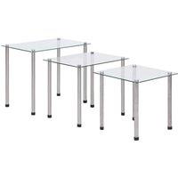 Nesting Tables 3 pcs Transparent Tempered Glass