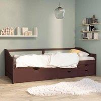 Berkfield Home 3-Seater Day Bed with Drawers Dark Brown Solid Pinewood 90x200 cm