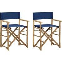 Berkfield Home Folding Director's Chairs 2 pcs Blue Bamboo & Fabric