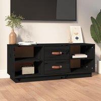 Berkfield Home TV Cabinet Black 100x34x40 cm Solid Wood Pine | Size: 100 x 34 x 40 cm