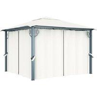 Berkfield Home Gazebo with Curtain 300x300 cm Cream Aluminium in Beige