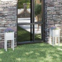 Berkfield Home Garden Planters 2 pcs White 31x31x70 cm Solid Pinewood | Size: 31 x 31 x 70 cm