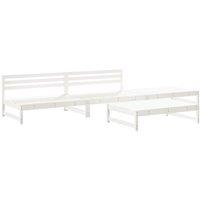 4 Piece Garden Lounge Set White Solid Wood Pine